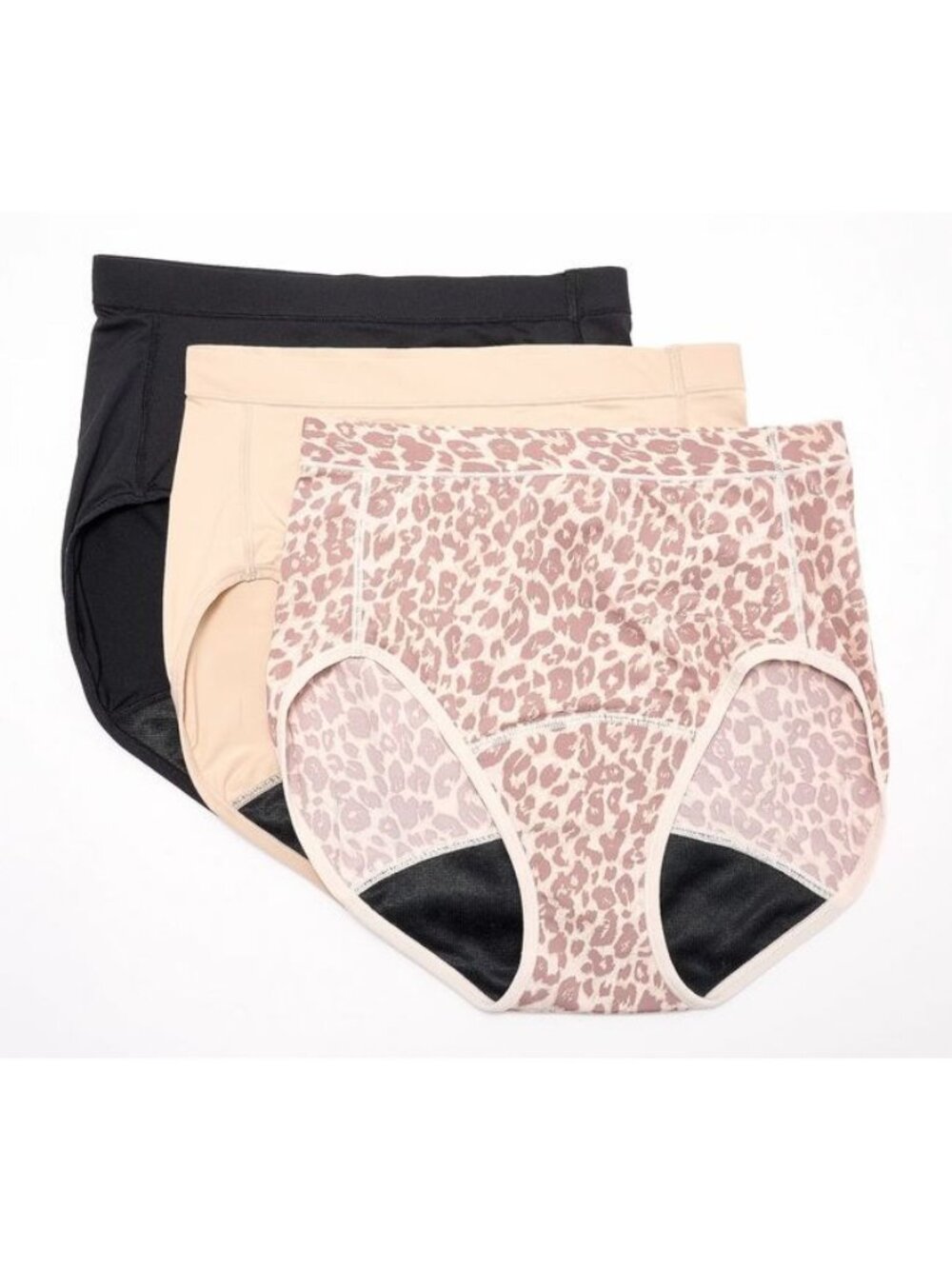 Breezies Set of 3 Leak Proof Hi-Cut Panties Tonal 1X A653698 NWT